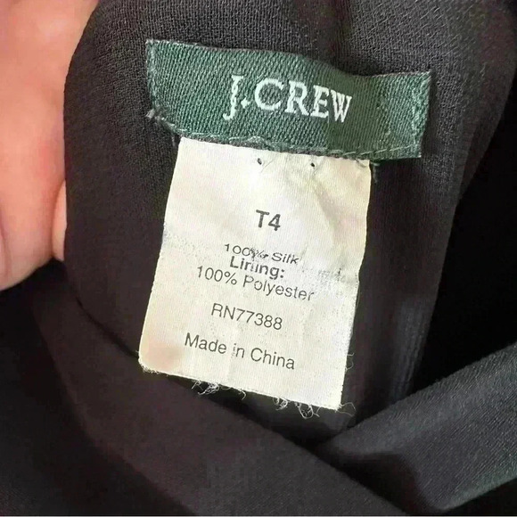 J Crew Sz T4 Black 100% Silk Surplice V Neck Sleeveless Formal Midi Dress Empire - Picture 11 of 11
